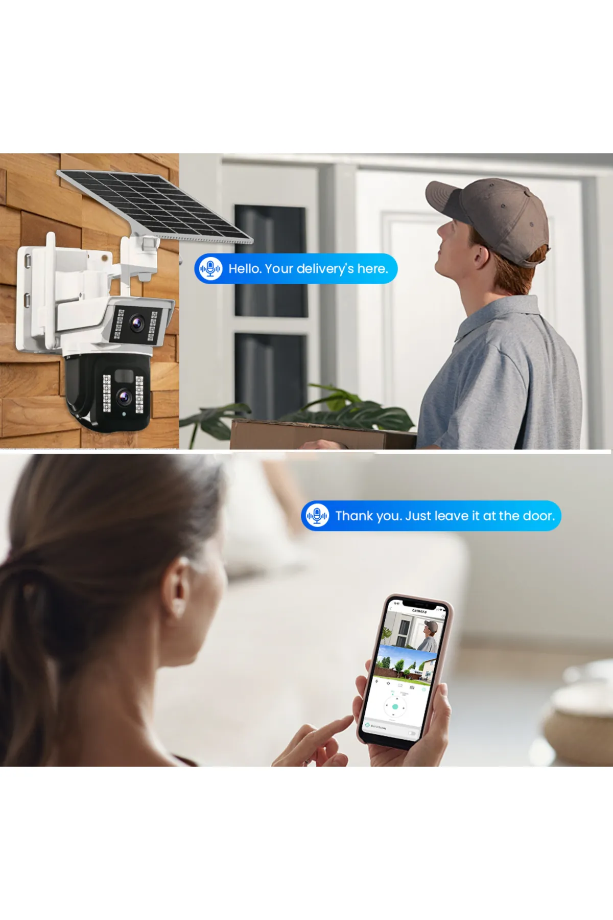 33Ai ull HD Wifi Solar Güneş panelli Kablosuz Alarmlı Bildirim gönderen Güvenlik kamerası